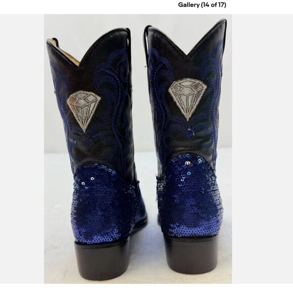 White Diamond Youth Girl Sequins Pointed Cowgirl Boots sz 20 or 4.5-5 US - Picture 13 of 16